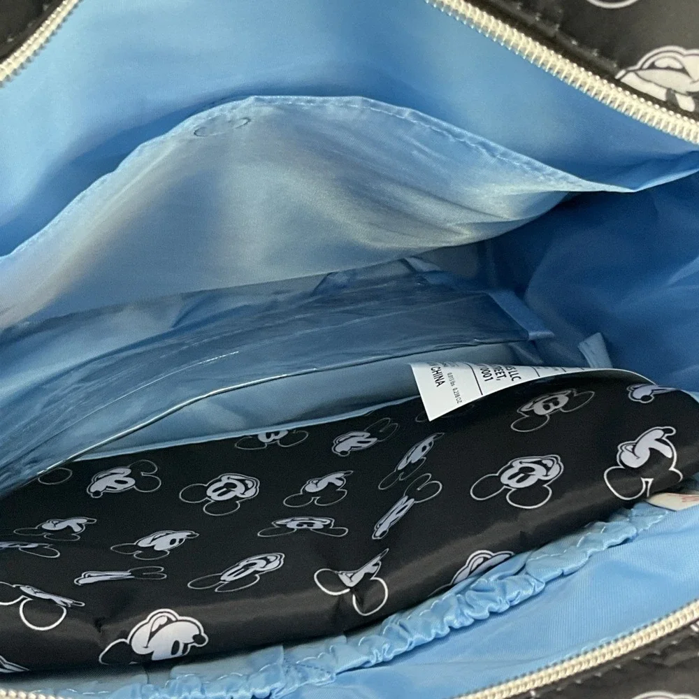 Disney Baby Black & White Mickey Mouse Multi Pc Diaper Bag Backpack w/14 Pockets - Picture 8 of 10